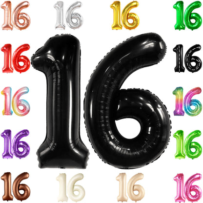KatchOn, Giant Black 16 Balloon Numbers - 40 Inch | 16 Birthday Balloons for Sweet 16 Birthday Decoration | 16th Birthday Decorations for Boys | Sixteen Balloon, 16th Anniversary Decorations