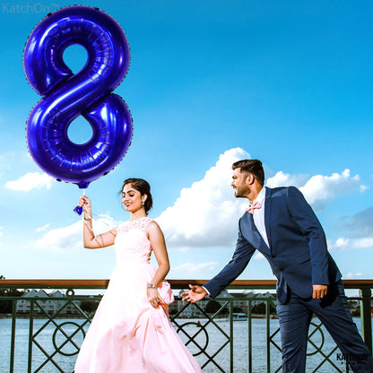 KatchOn, Navy Blue Number 8 Balloon - 40 Inch | Number 8 Balloons for Birthdays | 8th Birthday Decorations Boy | Blue 8 Balloon Number, 8 Year Old Balloon | 8th Birthday Balloons, Eight Balloon Number