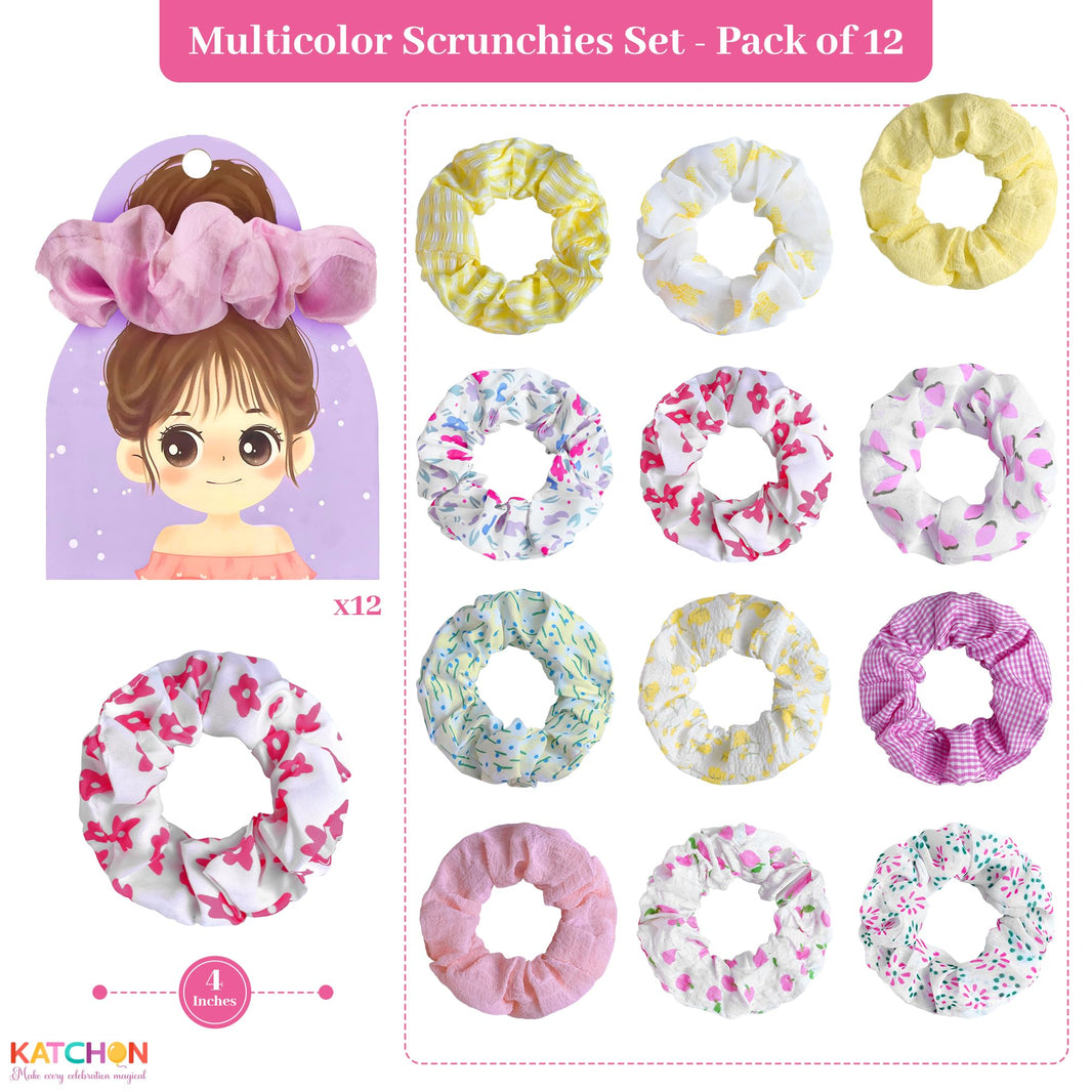 KatchOn, Multicolor Satin Hair Scrunchies  Pack of 24 | Spa Party Favors, Hair Accessories for Women and Girls | Birthday Gift for Girlfriend, Sister | Goodie Bags Stuffers, Sleepover Party Favors