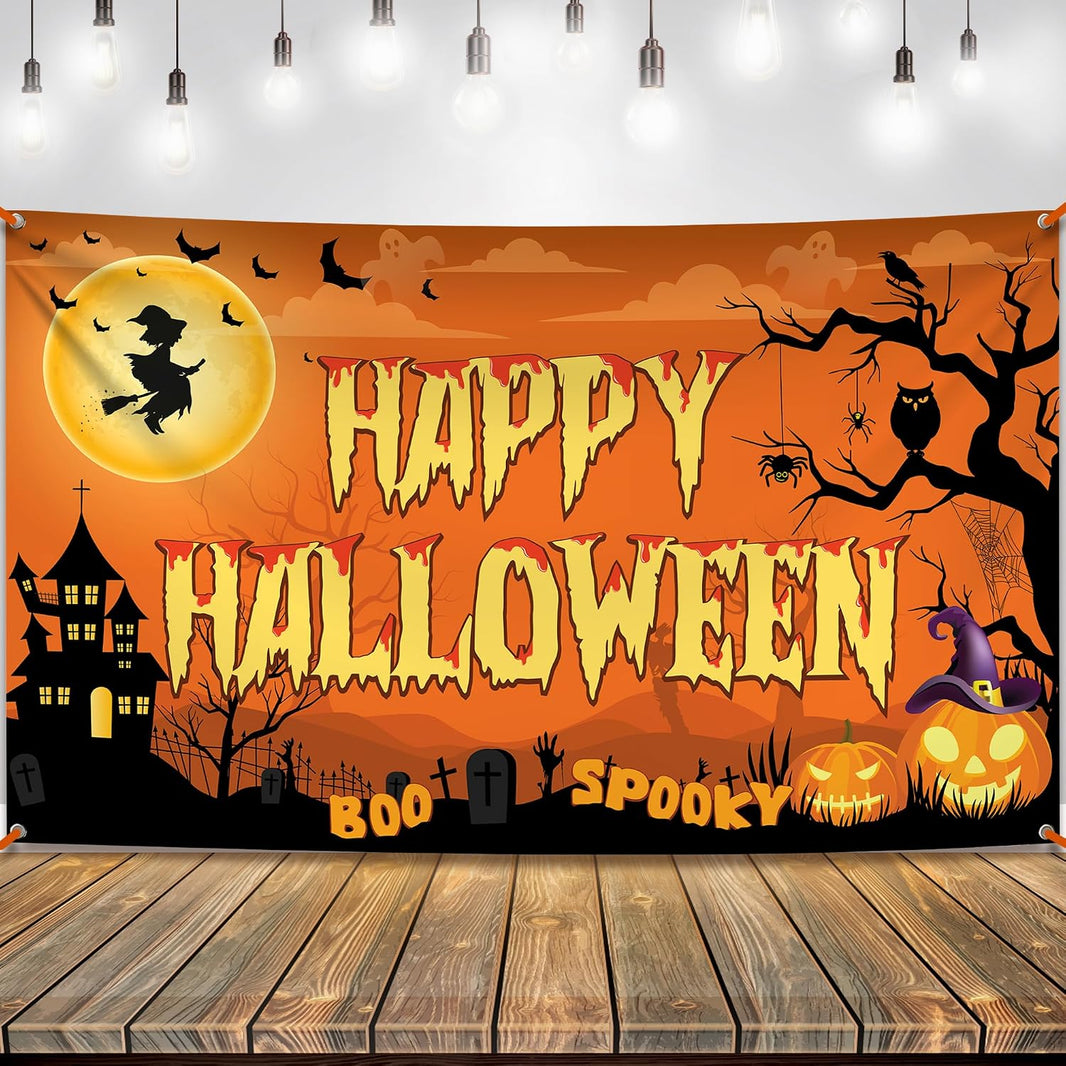 KatchOn Spooky Happy Halloween Banner 72x44 Inch