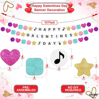 KatchOn, Glitter Happy Galentines Day Banner - 10 Feet, No DIY | Galentines Banner for Galentines Day Decorations for Party | Galentines Decorations | Valentines Décor