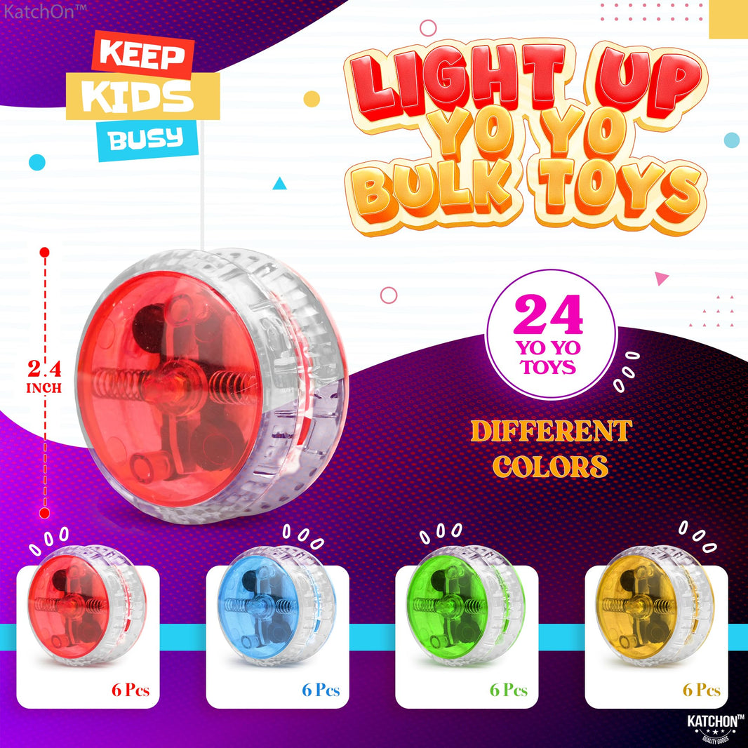 KatchOn, Multicolor, Light Up Yoyos - Pack of 24 | LED Yoyo Bulk, Carnival Prizes, Christmas Gifts for Grandkids | Yoyo for Kids 8-12 | Birthday Party Favors, Classroom Prizes, Thanksgiving Gifts