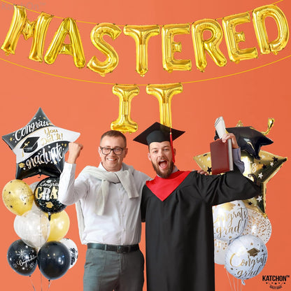 KatchOn, Gold Mastered It Balloons - 16 Inch | Gold Foil Graduation Balloons 2026 | 2026 Graduation Decorations | She Mastered It Grad Decorations Class of 2026 | Grad Party Decorations 2026