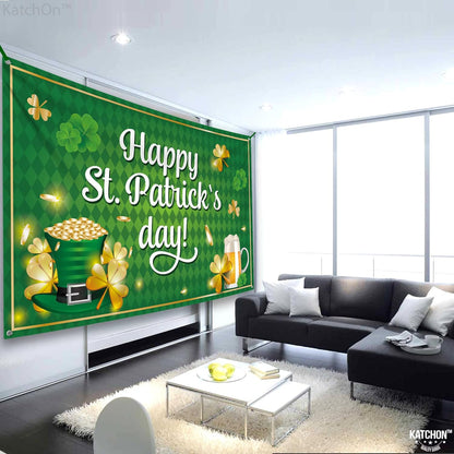 KatchOn, XtraLarge Happy St Patricks Day Banner - 72x44 Inch | St Patricks Day Backdrop for Photography | St Patricks Day Decorations Banners | Saint Patricks Day Banner for St Patricks Day Decor