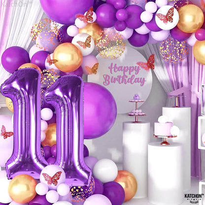KatchOn, Giant Purple 11 Balloon Number - 40 Inch | Foil 11 Balloon Purple for 11th Birthday Decorations for Girls | Purple 11 Birthday Balloon | Purple 11 Balloons Number Birthday Decorations