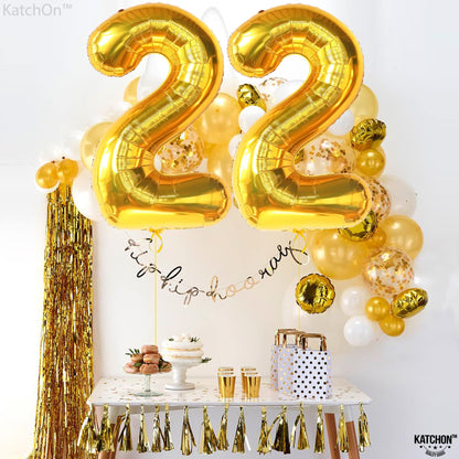 KatchOn, 22 Balloon Number Gold - 40 Inch | 22 Number Balloons | Gold 22 Balloons for 22 Birthday Decorations for Men | Number 22 Balloons | 22 Balloons for 22 Birthday Decorations for Women