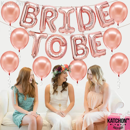 KatchOn, Rose Gold Bride To Be Balloons Set - 16 Inch, Pack of 19 | Bride Balloons, Rose Gold Latex Balloons for Bachelorette Party Decorations, Bridal Shower Decorations | Bride To Be Decorations