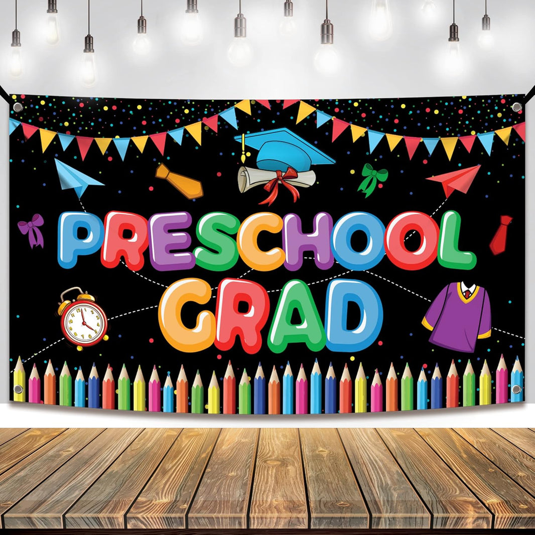 KatchOn, Large Preschool Graduation Backdrop - 72x44 Inch | Preschool Graduation Banner for Preschool Graduation Decorations Class of 2026 Graduation Backdrop for Prek Graduation Decorations 2026