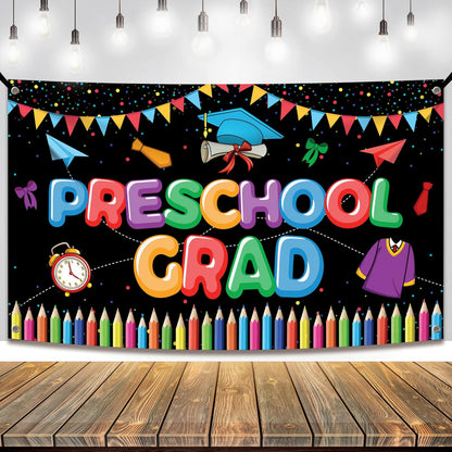 KatchOn, Large Preschool Graduation Backdrop - 72x44 Inch | Preschool Graduation Banner for Preschool Graduation Decorations Class of 2026 Graduation Backdrop for Prek Graduation Decorations 2026