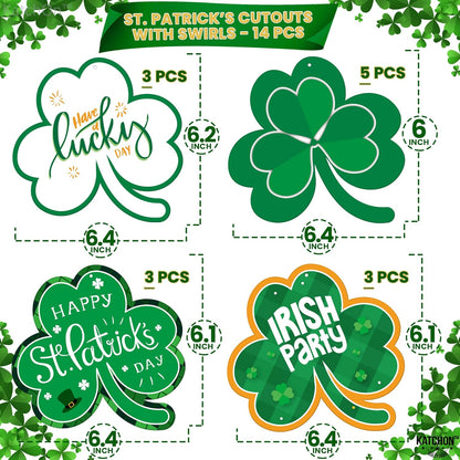KatchOn, St Patricks Day Hanging Decorations - Pack of 30, No DIY | St Patricks Day Hanging Swirls Decorations | Shamrock Decorations | St Patricks Day Decorations | Saint Patricks Day Decorations