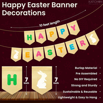katchon easter burlap banner 10 feet no diy easter burlap garland for easter decorations home easter banner garland for classroom office outdoor decorations