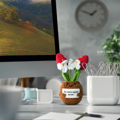 KatchOn, Handmade Crochet Flower Gift | Emotional Support Crochet Gift for Men, Women, Friend, Mom, Dad, Teacher, Coworker | Romantic, Anniversary, Retirement, Birthday Gifts | Desk Decorations