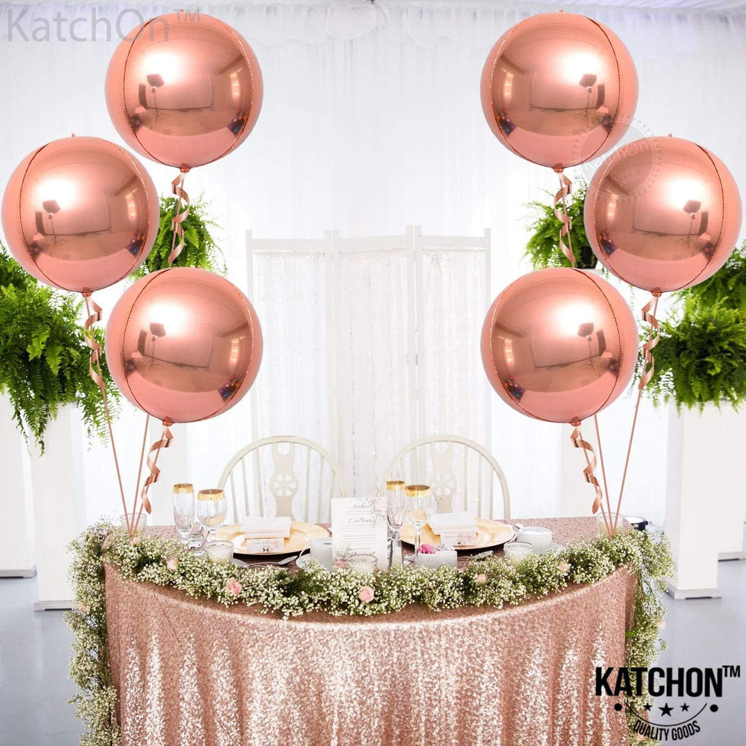 KatchOn, Giant Rose Gold Balloons - 22 Inch, Pack of 6 | Rose Gold Foil Balloons for Bridal Shower Decorations | Rose Gold Mylar Balloon for Bachelorette, Anniversary, Birthday Party Decorations