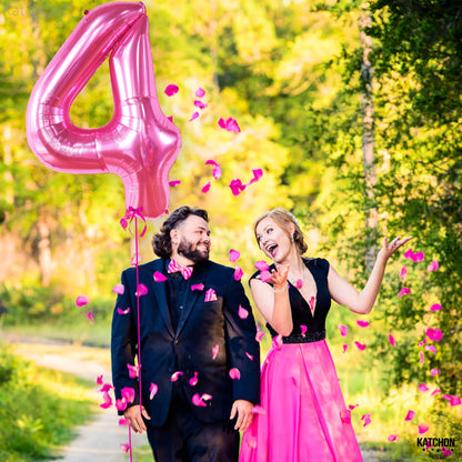KatchOn, Hot Pink 4 Balloon Number - 40 Inch | 4th Birthday Balloons For 4th Happy Birthday Decorations | Number 4 Balloon For Pink Party Decor | 4th Happy Anniversary Decorations