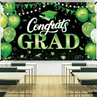 KatchOn, XtraLarge Congrats Grad Banner - 72x44 Inch | Green and Black Congratulations Backdrop | Graduation Banner Class of 2026, Graduation Decorations Class of 2026 | Graduation Decorations 2026