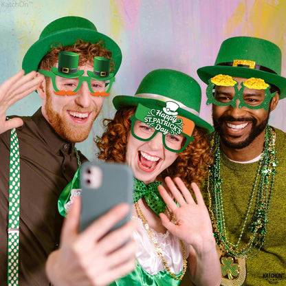 KatchOn, St Patricks Day Glasses - Pack of 12 | Saint Patricks Day Glasses for St Patricks Day Decorations | St Patricks Day Photo Booth Props | Shamrock Glasses, St Patricks Day Party Decorations