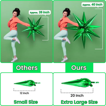 KatchOn, Big Green Star Balloons - 20 Inch Pack of 50 | Green Starburst Balloon | Green Explosion Star Balloons for St Patricks Day Decorations | Green Spike Balloons for Jungle Party Decorations