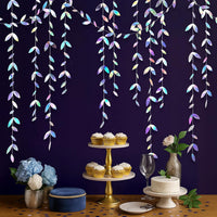 KatchOn, Iridescent Leaf Garland - Pack of 5 | Holographic Hanging Leaves Party Decorations | Iridescent Party Decorations | Holiday, Bridal Shower Decorations Supplies | Anniversary Decorations