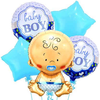 KatchOn, Baby Boy Balloons Set - Large 27 Inch, Pack of 5 | Its A Boy Balloons for Gender Reveal Decorations | Baby Balloons for Baby Shower Decorations | Gender Reveal Baby Shower Balloons for Boy