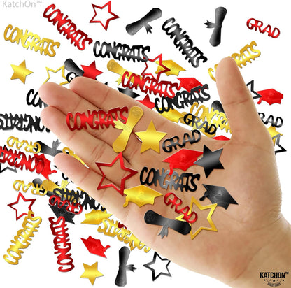 KatchOn, Shiny Congrats Grad Confetti 2026 - Pack of 1300 | Black, Red and Gold Graduation Confetti Class of 2026, 2026 Graduation Decorations | Class of 2026 Decorations