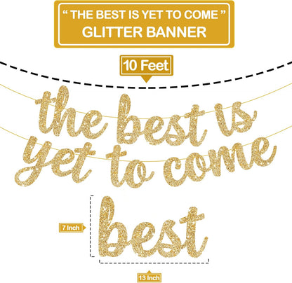 KatchOn Glitter The Best is Yet to Come Banner - 10 Feet, No DIY | Gold Congratulations Banner, 2026 Graduation Decorations | Congratulations Decorations for Gold Graduation Decorations 2026
