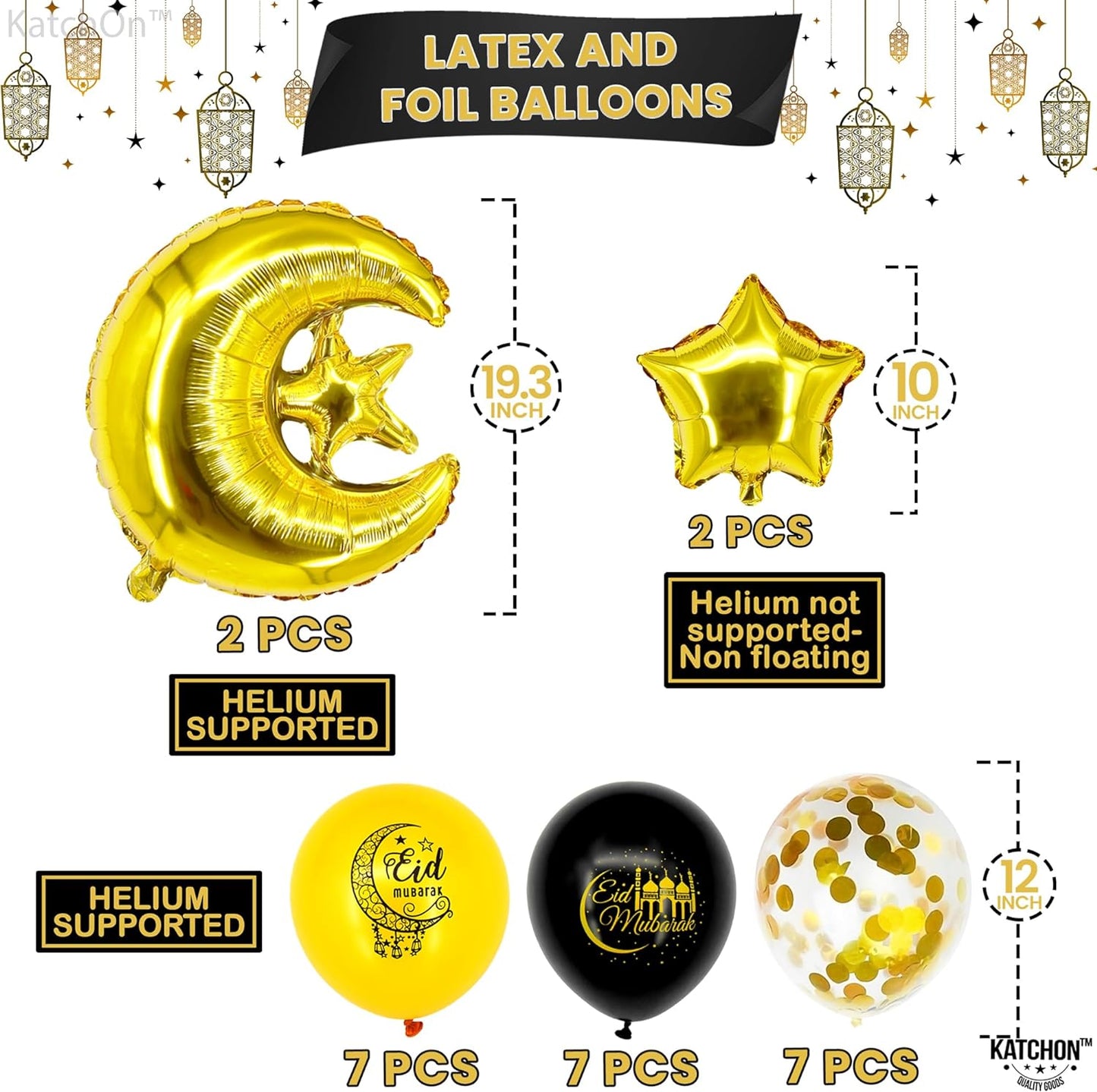 KatchOn, Ramadan Mubarak Balloons Set - Pack of 40 | Moon and Star Ramadan Balloons for Ramadan Decorations for Home 2024 | Ramadan Decorations Balloon for Ramadan Mubarak Decorations | Eid Decoration