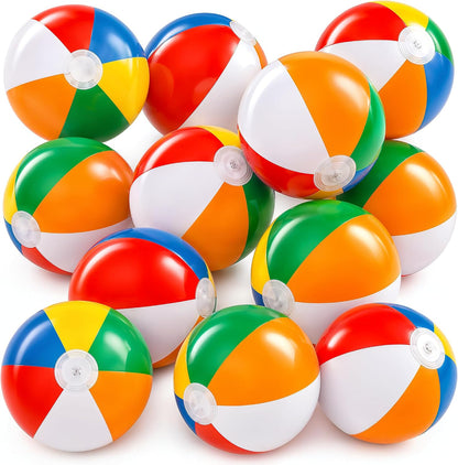 KatchOn 12 Pcs Inflatable Beach Balls Bulk, 12 Inch Rainbow Beach Balls | Blow Up Beach Balls for Pool Party Supplies, Beach Party Decorations, Summer Water Games, Hawaiian Luau Party Decorations
