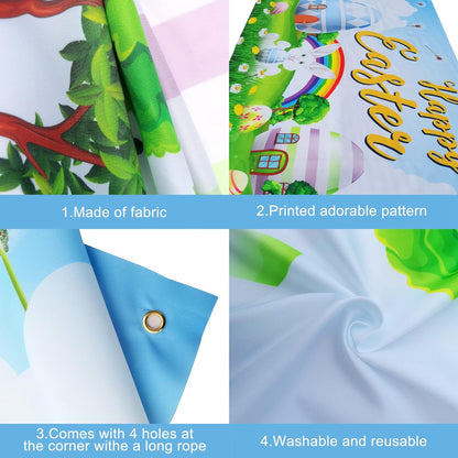 KatchOn, XtraLarge Happy Easter Banner Decorations - 72x44 Inch | Easter Bunny Banner for Easter Decorations Preschool | Easter Backdrop, Easter Party Decorations | Easter Backdrops For Photography