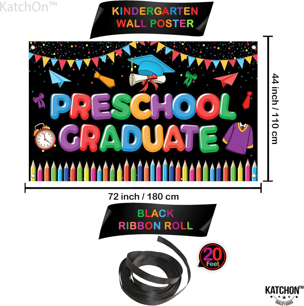 KatchOn, Preschool Graduation Banner - 72x44 Inch | Preschool Graduation Decorations 2026 | Kindergarten Grad Decoration | Congratulations Banner | Congrats Grad Party Decorations