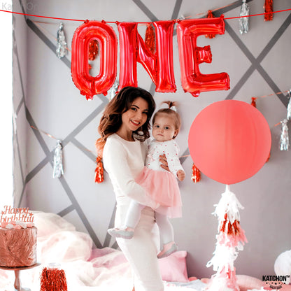 KatchOn, Big Red One Balloon for First Birthday - 16 Inch | One Balloons, Foil Balloon for Berry First Birthday Decorations | 1st Bday Decoration for Boy, Girl | 1st Anniversary Decorations