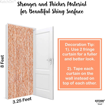 KatchOn, XtraLarge Wave Rose Gold Fringe Curtain - 6.4x8 Feet, Pack of 2 | Rose Gold Backdrop for Bachelorette Party Decorations | Rose Gold Streamers, Rose Gold Decorations | Rose Gold Party Supplies