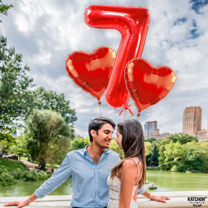 KatchOn, Giant Red Number 7 Balloon - 40 Inch | 7th Birthday Balloon for 7th Birthday Decorations | 7 Balloon number for Birthday | Seven Number | Number Balloons for Anniversary Decorations