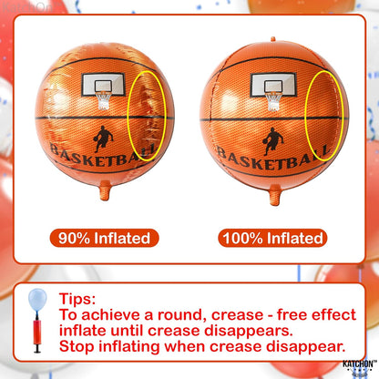 KatchOn, Big 22 Inch Basketball Balloons - Pack of 6, Basketball Foil Balloons | Basketball Balloon, Basketball Party Decorations, Basketball Senior Night Decorations | Basketball Birthday Decorations