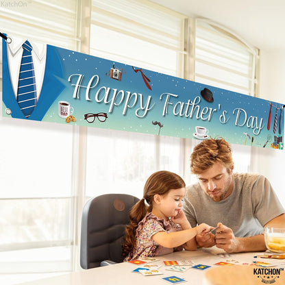 KatchOn, Happy Fathers Day Banner - XtraLarge, 120x20 Inch | Happy Fathers Day Yard Banner for Happy Fathers Day Decorations for Party | Happy Fathers Day Backdrop for Fathers Day Party Decorations