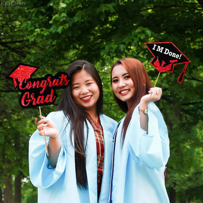 KatchOn, Graduation Photo Booth Props 2026 - Pack of 21 | Red and Black Graduation Decorations 2026, Grad Props for Photoshoot 2026 | Grad Photo Props, Grad Decorations Class of 2026
