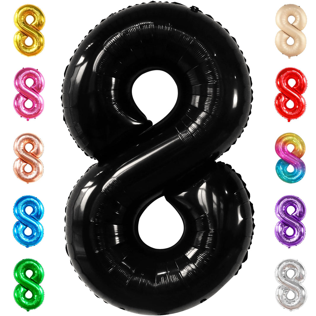KatchOn, Giant Black 8 Number Balloon - 40 Inch | Black Number 8 Balloon | 8 Birthday Balloon, 8th Birthday Decorations Boys | Number 8 Balloon for 8 Year Old Boy Birthdays Decorations