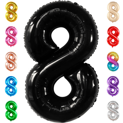 KatchOn, Giant Black 8 Number Balloon - 40 Inch | Black Number 8 Balloon | 8 Birthday Balloon, 8th Birthday Decorations Boys | Number 8 Balloon for 8 Year Old Boy Birthdays Decorations