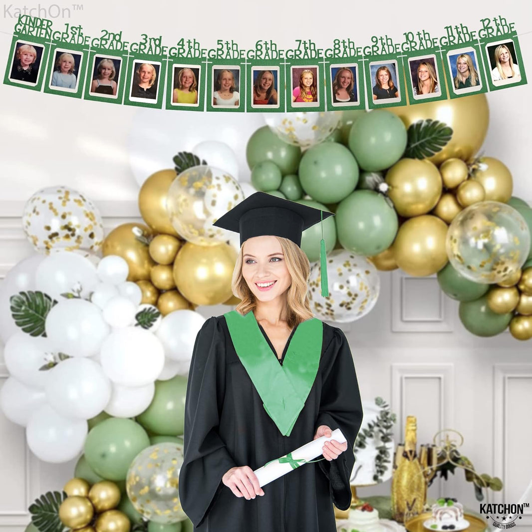 KatchOn, K-12 Graduation Photo Banner 4x6 - Large, 10 Feet | Graduation Picture Banner, Green Graduation Decorations Class of 2026 | Graduation Picture Display, 2026 Graduation Decorations
