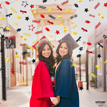 KatchOn, Shiny Congrats Grad Confetti 2026 - Pack of 1300 | Black, Red and Gold Graduation Confetti Class of 2026, 2026 Graduation Decorations | Class of 2026 Decorations
