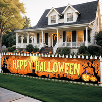 Katchon Happy Halloween Banners For Outside- Orange And Black Yard Sign