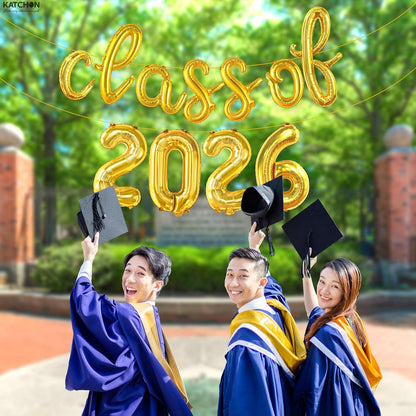 KatchOn, Graduation Decorations 2026 | Gold Class of 2026 Balloons Banner - Script, 16 Inch | Graduation Balloons 2026 | Class of 2026 Balloon for Grad Decorations