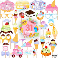 KatchOn Ice Cream Photo Booth Props, Pack of 31, Ice Cream Photo Props | Social Decorations, Summer Party Decorations, Ice Cream Party Decorations, Party Favors