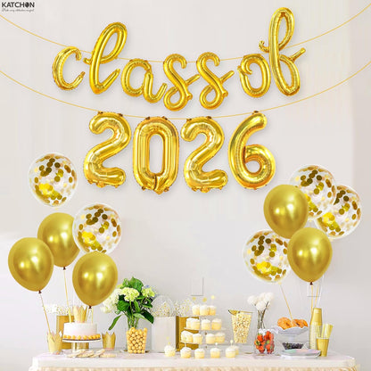 KatchOn, Graduation Decorations 2026 | Gold Class of 2026 Balloons Banner - Script, 16 Inch | Graduation Balloons 2026 | Class of 2026 Balloon for Grad Decorations