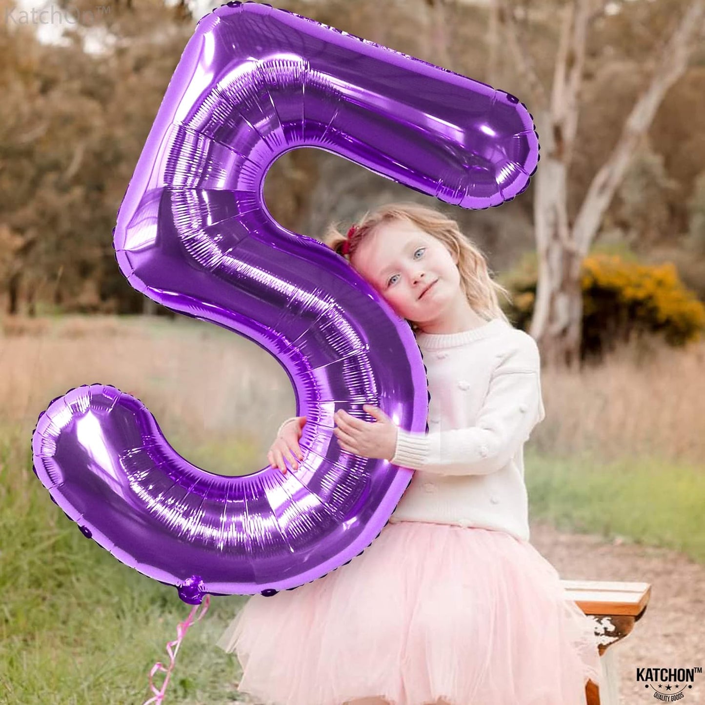 KatchOn, Giant Purple 5 Balloon Number - 40 Inch | Mylar Purple Number 5 Balloon, Mermaid 5th Birthday Decorations | Purple Five Balloon, Mermaid Birthday Decorations | 5th Birthday Balloons for Girls