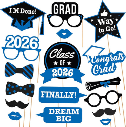 KatchOn, Graduation Photo Booth Props 2026 - Pack of 21 | 2026 Graduation Photo Props for Blue and White Graduation Decorations 2026 | Graduation Picture Props, 2026 Graduation Decorations