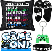 KatchOn, Gamer Gift Set - Pack of 5 | Christmas Stocking Stuffers for Teen Boys, Pillow Cover, Socks, Keychain, Bracelet & Centerpiece | Birthday, Gaming Gift for Boys, Boyfriend | Gamer Accessories