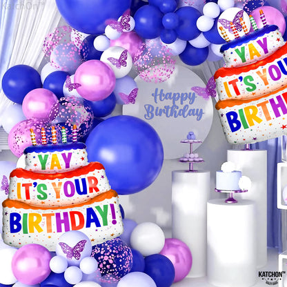 KatchOn, Giant Happy Birthday Balloon - 40 Inch, Pack of 2 | Happy Birthday Printed Balloons | Yay Balloon for happy birthday Decorations | Rainbow Birthday Decorations