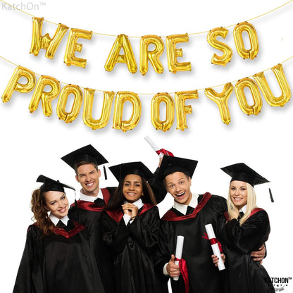 KatchOn, We Are So Proud Of You Balloons - 16 Inch, Gold Congratulations Balloons | We are so proud of you banner for Congratulations Decoration 2026 | Gold Grad Banner for Graduation Decorations 2026