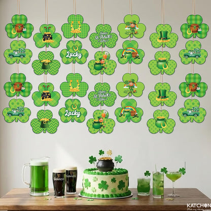 KatchOn, St Patrick Day Decorations - 36 PCS, Little DIY | Shamrock Garland, Shamrock Tree Ornament Irish, Green Lucky Clover Hanging Set for St Patricks Day Decorations, Supplies Holiday Home Decor