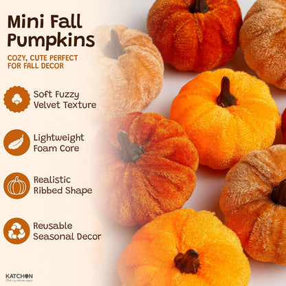 KatchOn, 12Pcs Artificial Pumpkin Decor for Fall, Autumn Decorations